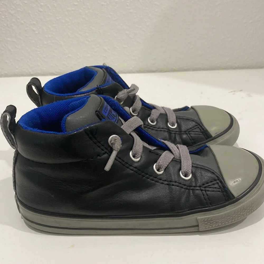 Converse All Star Hi Top Sneakers, Black/Gray, Leather, US Size 10